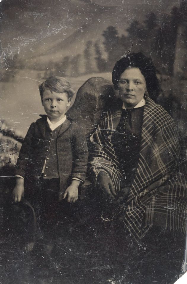 Before: Mother and son tintype, 1860s-1890s
